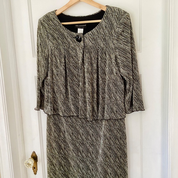 Vtg CONNECTED APPAREL Micro Pleat Built-in Jacket Dress Midi Size 10 Elegant - Picture 2 of 14